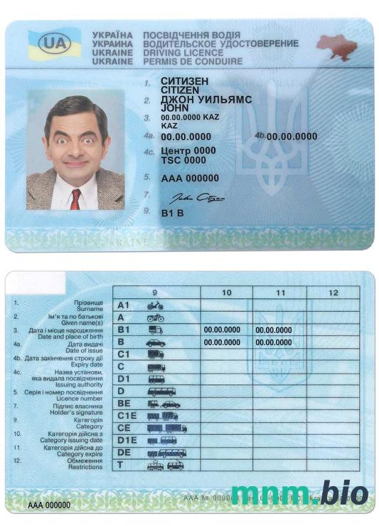 Szablon prawa jazdy na Ukrainie w formacie PSD, w pełni edytowalny (2016-2021)